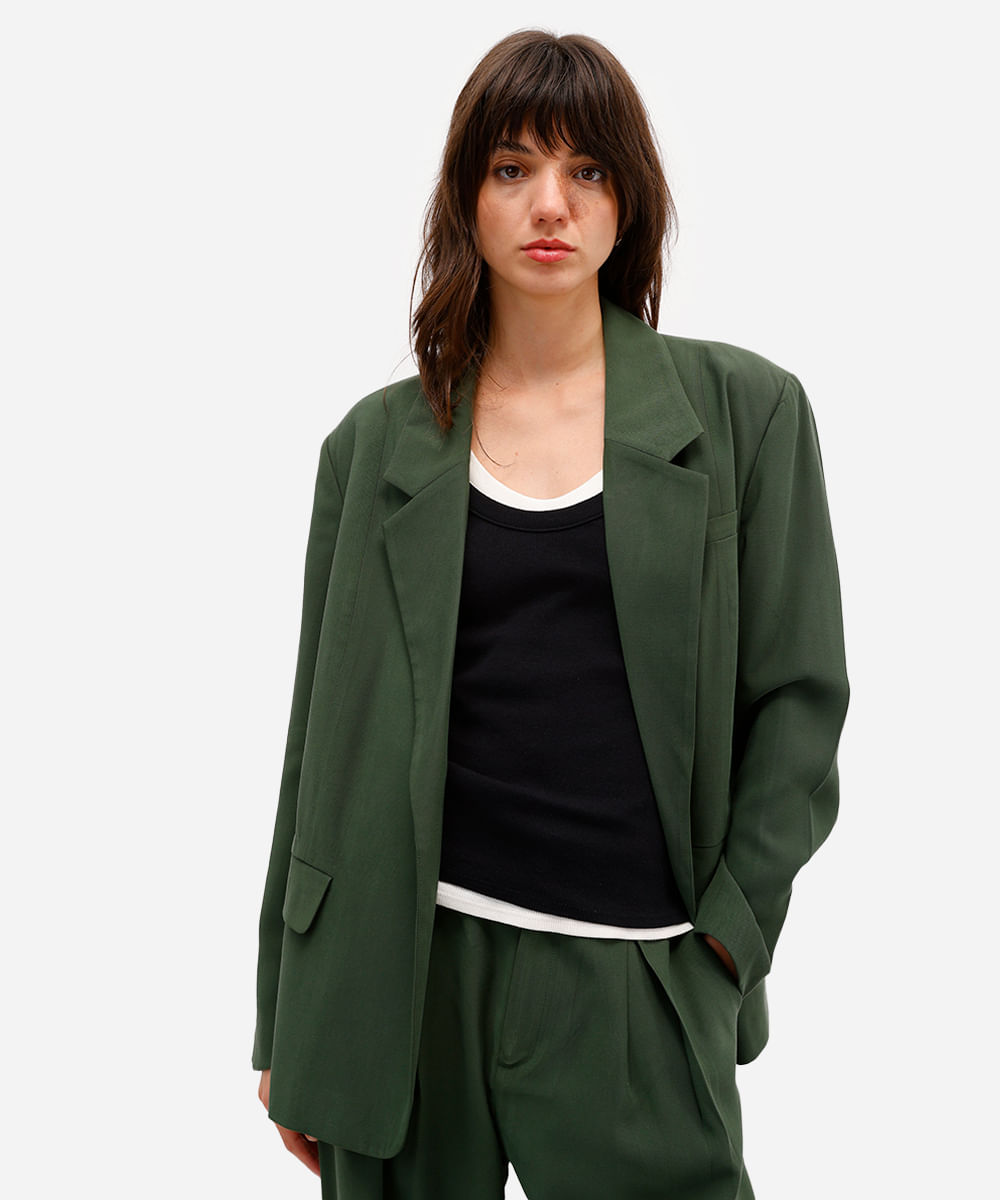 blazer feminino de viscose com cinto rita lazzarotti verde