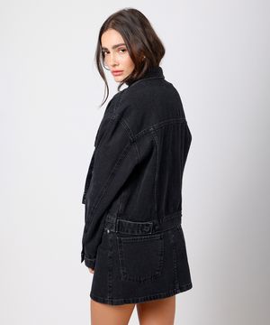 jaqueta feminina jeans mindset preta