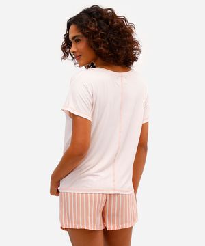 pijama short doll feminino em viscose capivara laranja