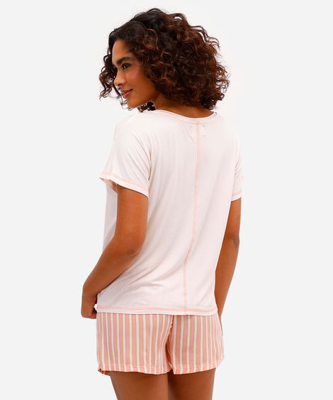 pijama short doll feminino em viscose capivara laranja