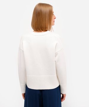 cardigan feminino de tricot decote v off white