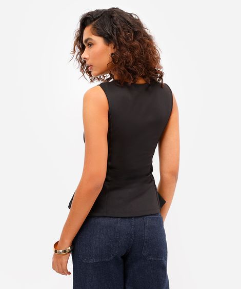 regata peplum feminina decote v preta