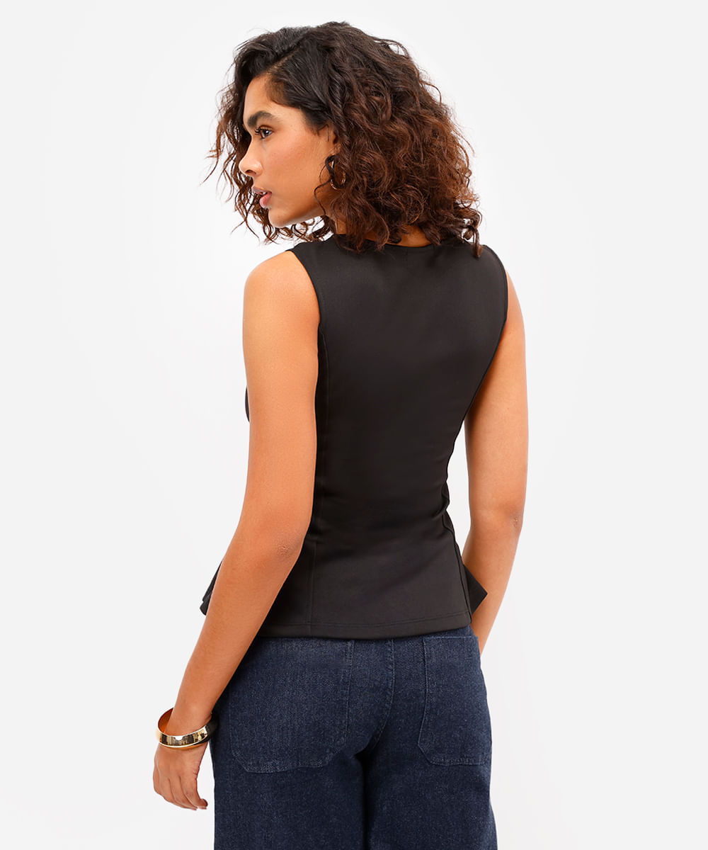 regata peplum feminina decote v preta