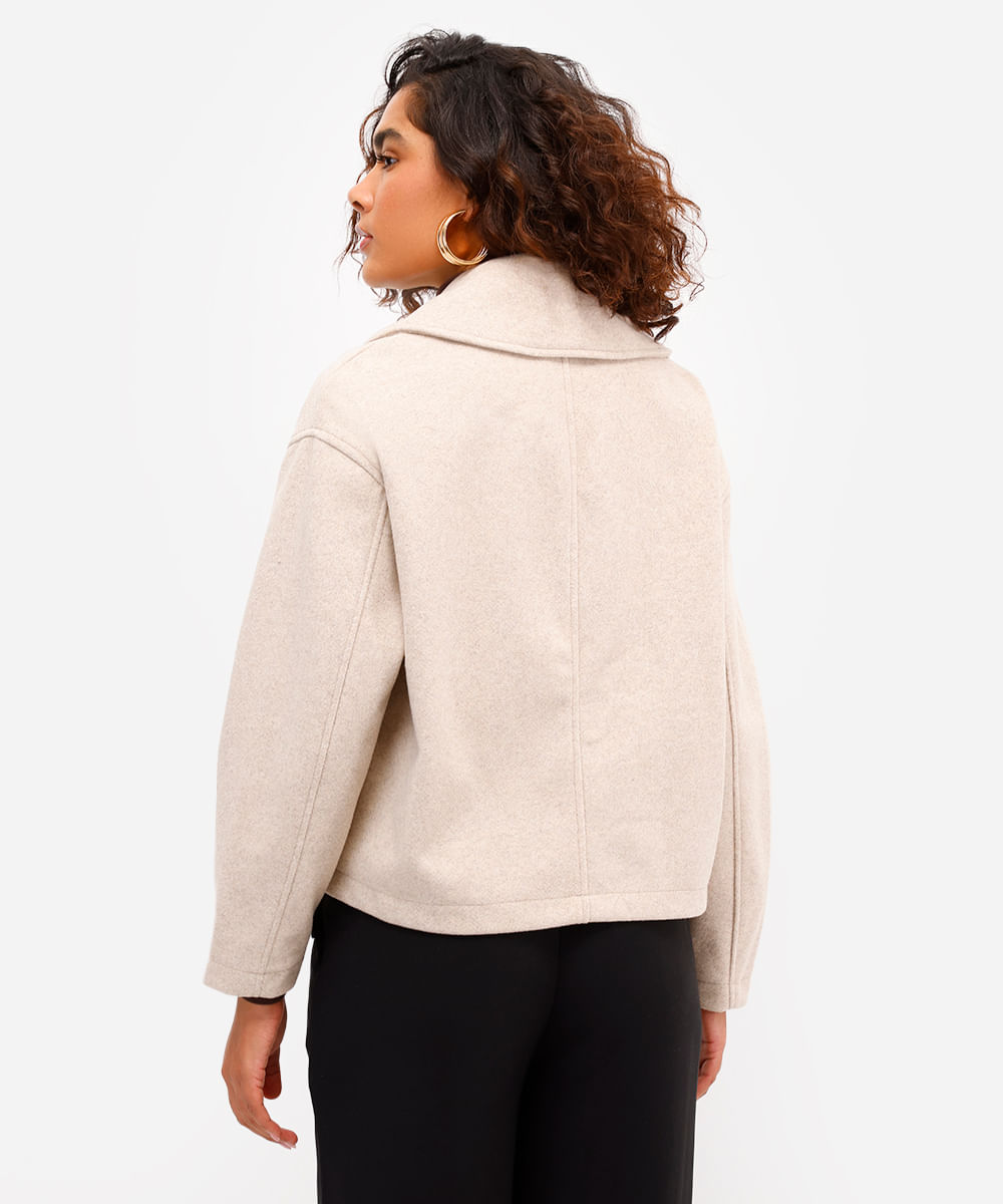 casaco feminino manga longa texturizado bege