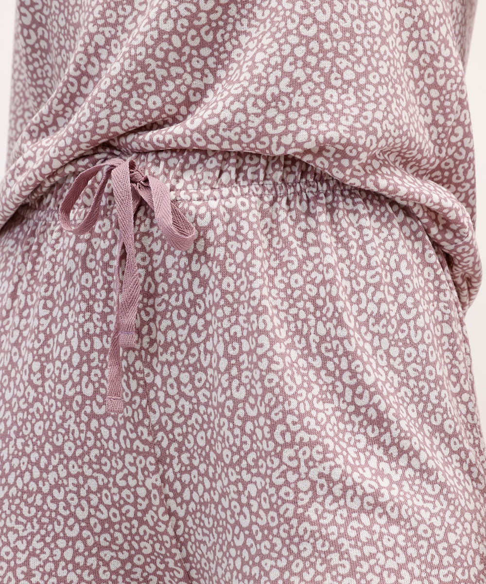pijama longo feminino animal print rosa