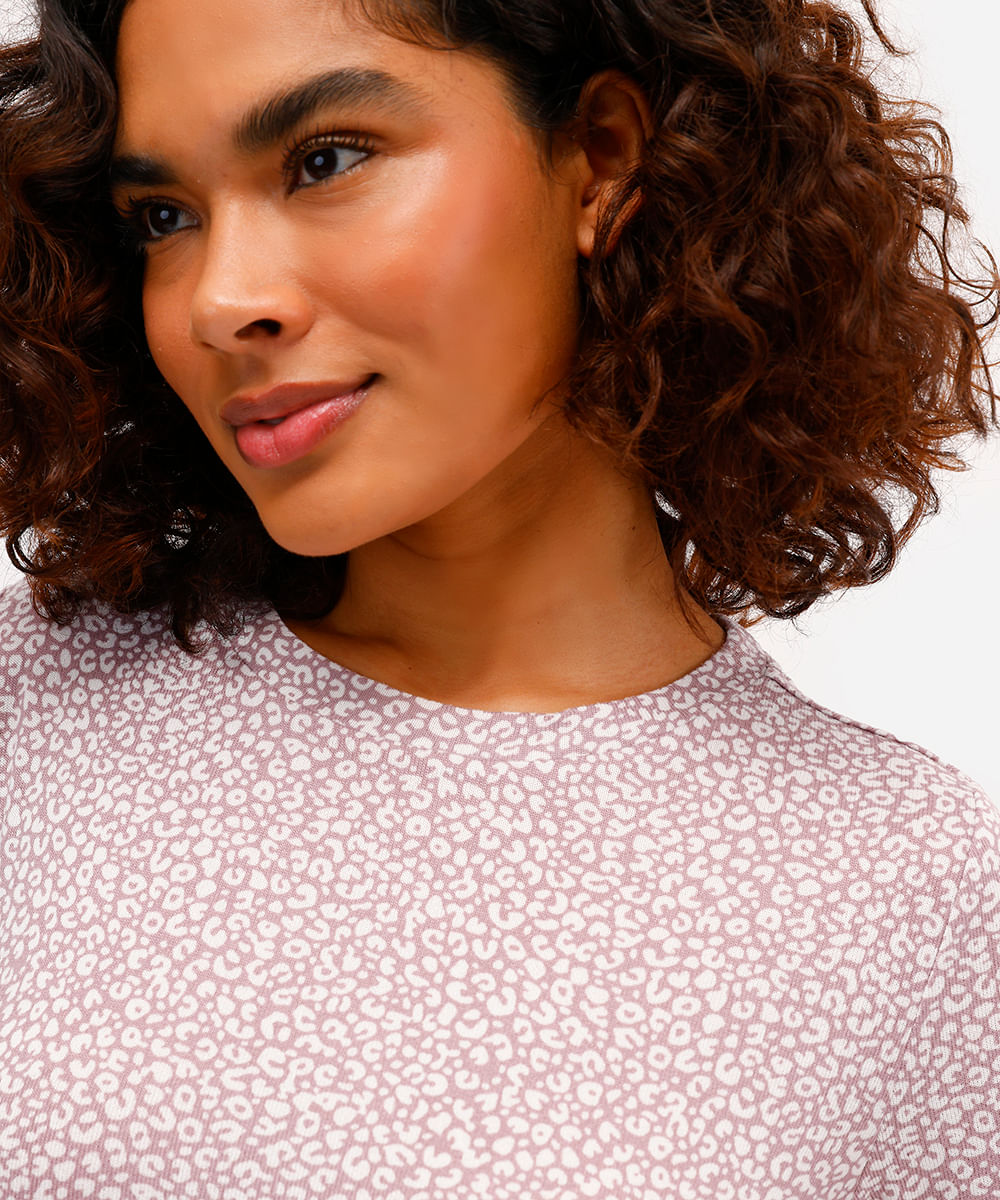 pijama longo feminino animal print rosa