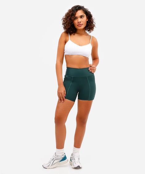 bermuda feminina esportiva com bolsos verde