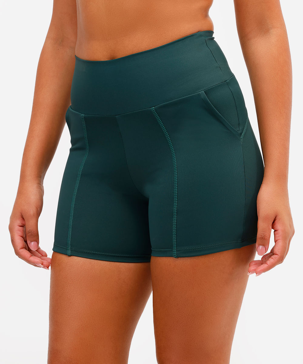 bermuda feminina esportiva ace com bolsos verde
