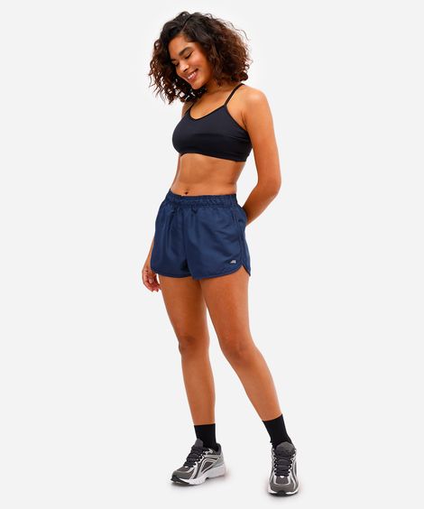 short running feminino com bolso esportivo azul