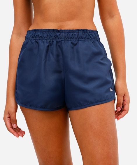 short running feminino com bolso esportivo azul