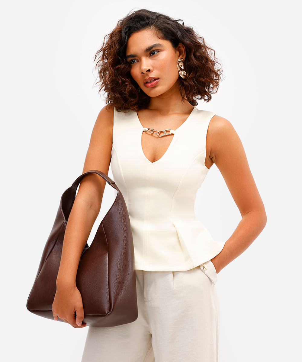 regata peplum feminina decote v amarela