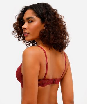 sutiã meia taça com tule e renda vinho