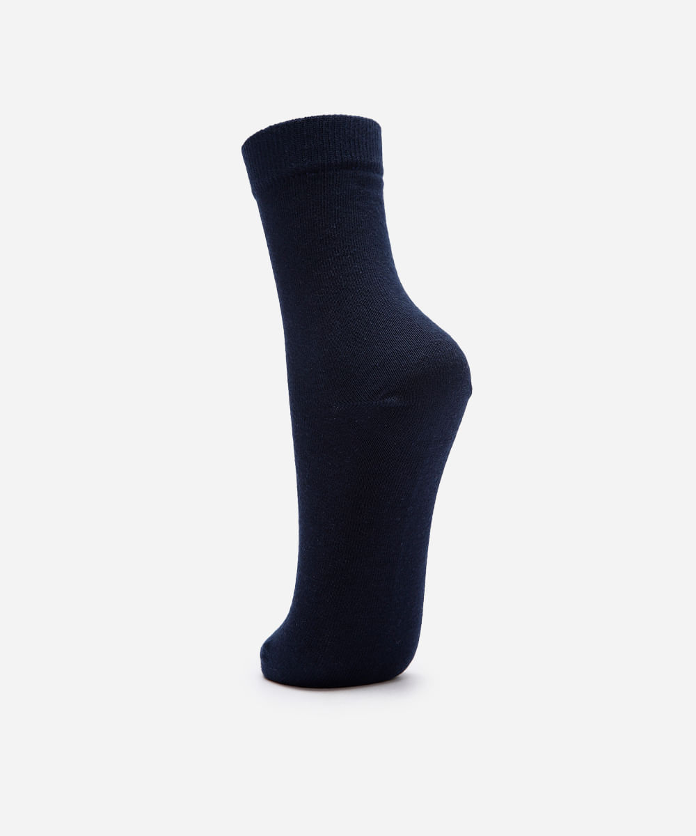 meia cano longo de algodão - azul marinho