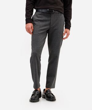 calça slim xadrez com bolsos - cinza escuro