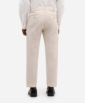 calça chino reta de sarja masculina bege