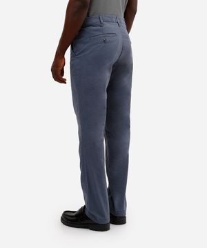 calça de sarja slim com bolsos azul