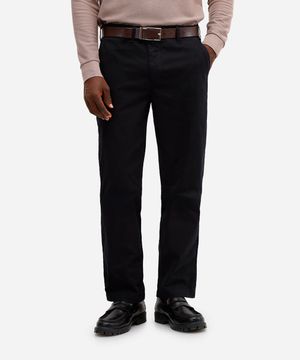 calça de sarja slim com bolsos preta