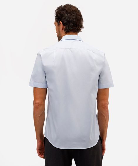 camisa manga curta com bolso azul