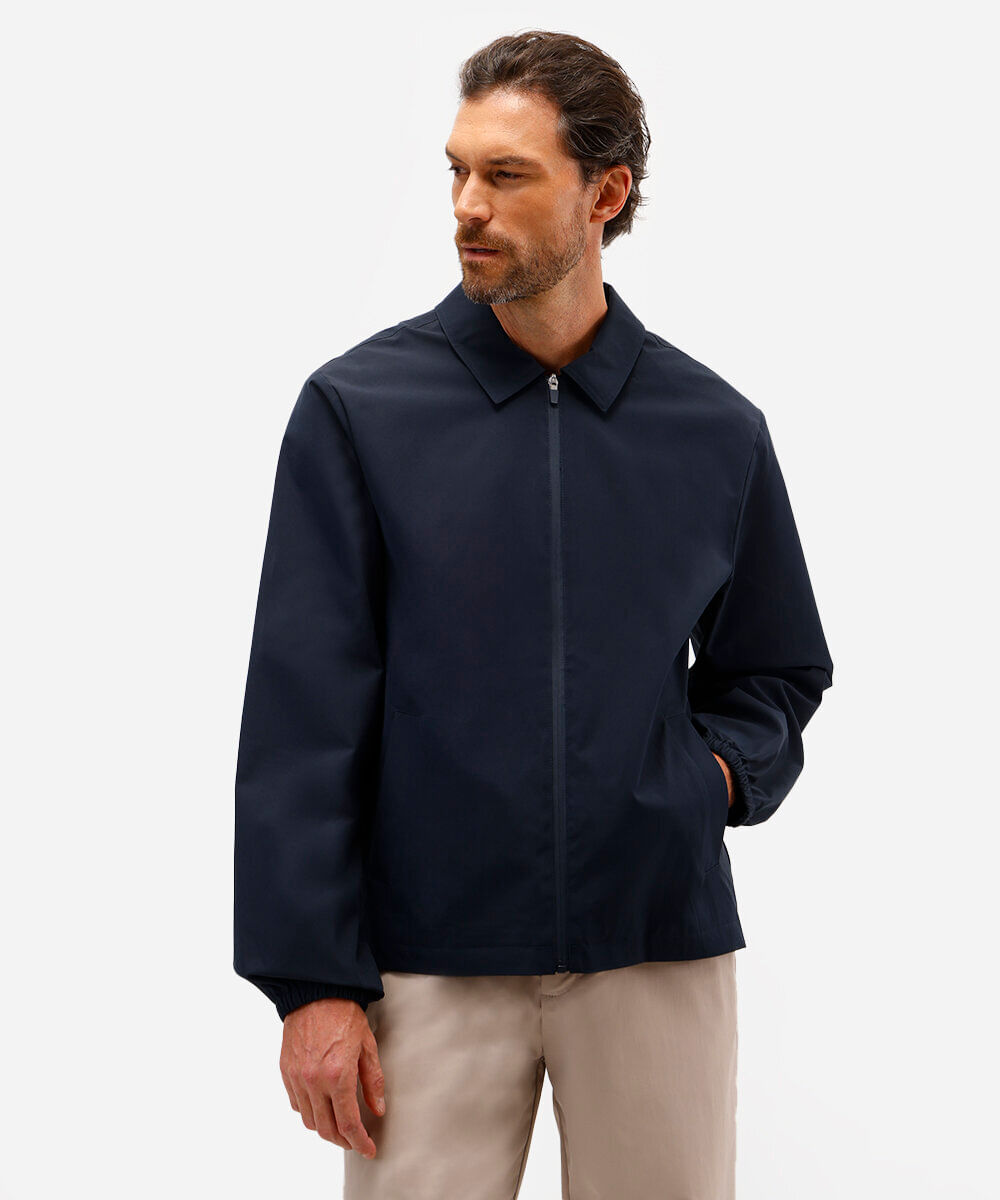 jaqueta masculina gola clássica azul