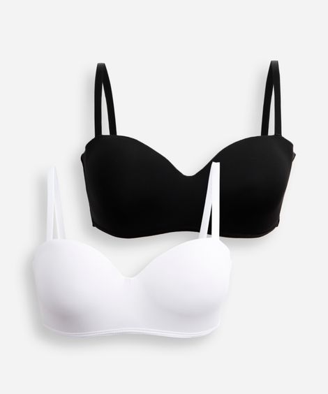 kit de 2 sutiãs femininos meia taça alça removível colorido