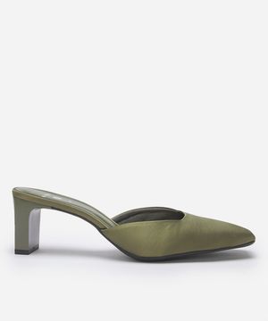 mule acetinado salto reto mindset verde