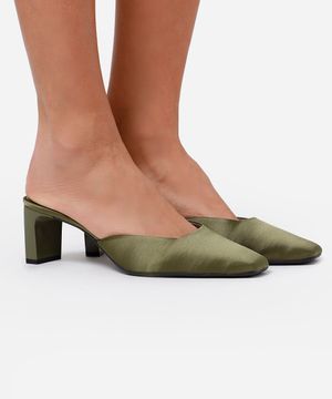mule acetinado salto reto mindset verde