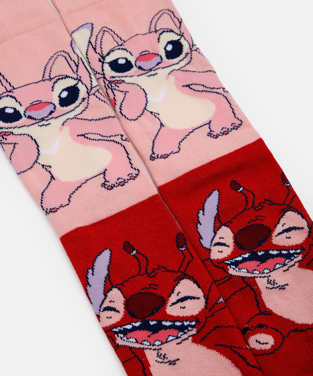 meia cano longo stitch - multicor