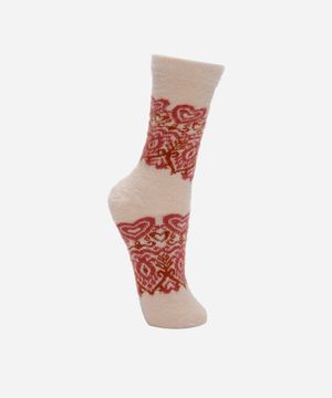 meia cano longo paisley - bege