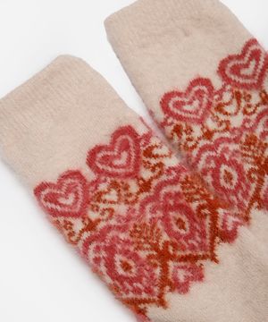 meia cano longo paisley - bege