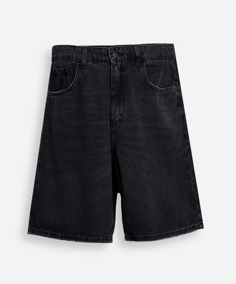 bermuda juvenil baggy jeans preta