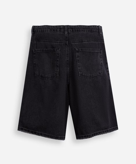 bermuda juvenil baggy jeans preta