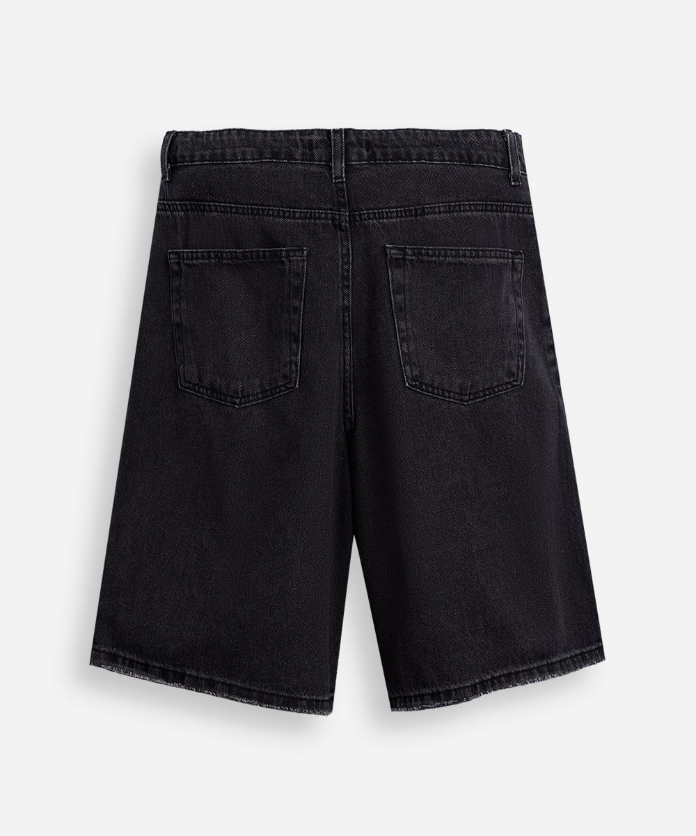 bermuda juvenil baggy jeans preta