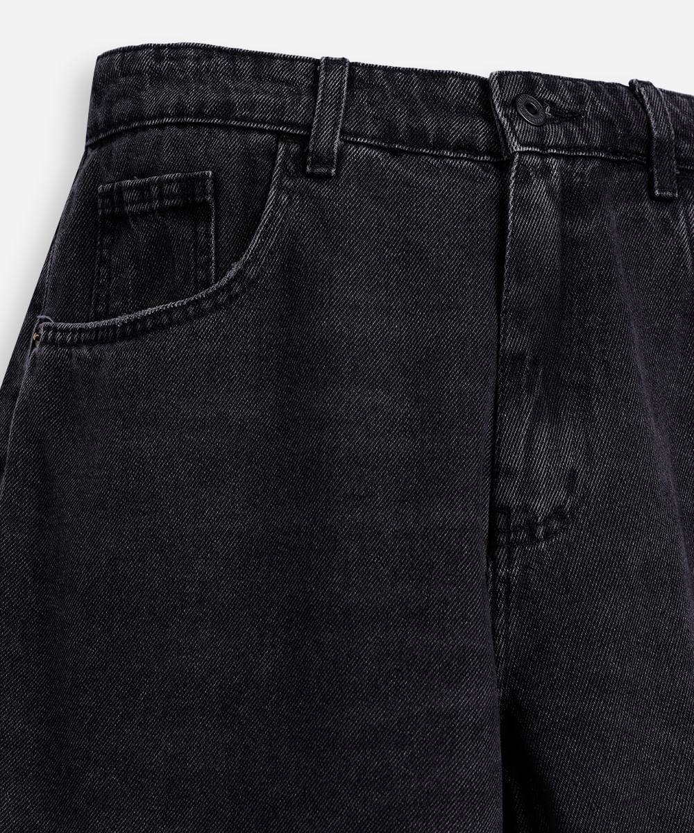 bermuda juvenil baggy jeans preta