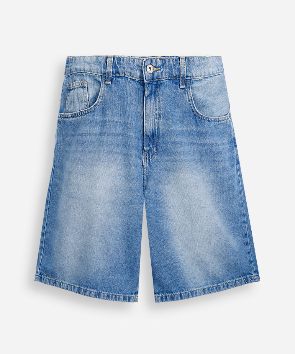 bermuda juvenil baggy jeans azul