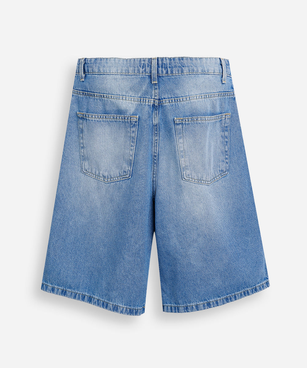 bermuda juvenil baggy jeans azul