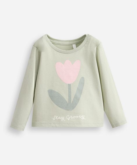blusa infantil de algodão tulipa verde