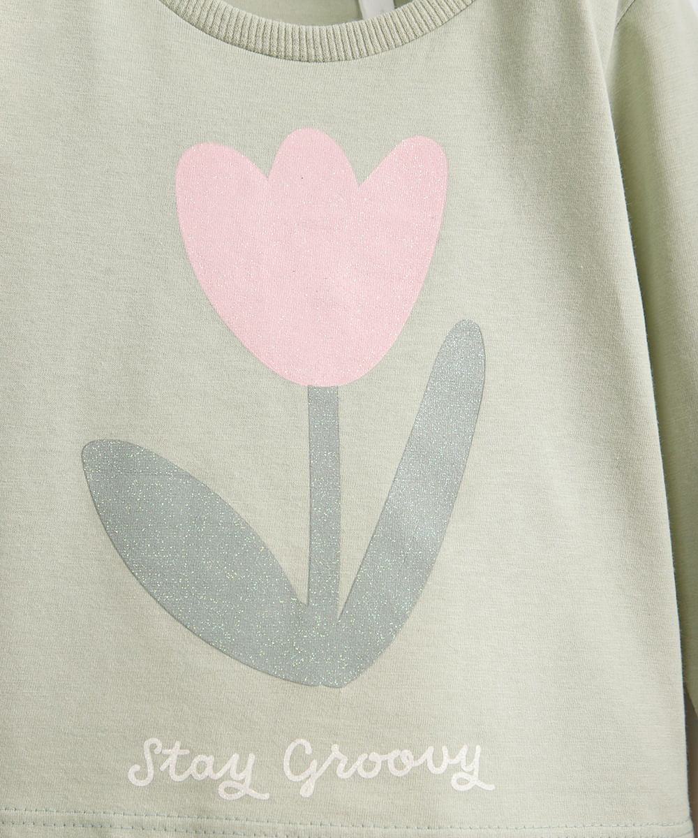 blusa infantil de algodão tulipa verde