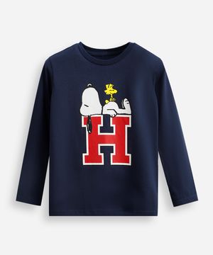 blusa infantil de algodão snoopy azul
