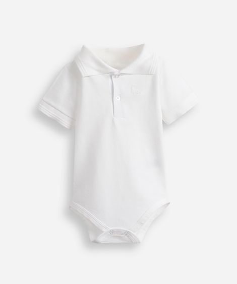 body infantil polo manga curta off white