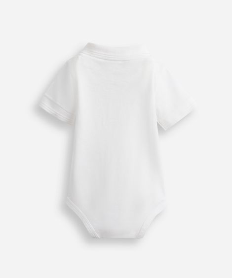 body infantil polo manga curta off white