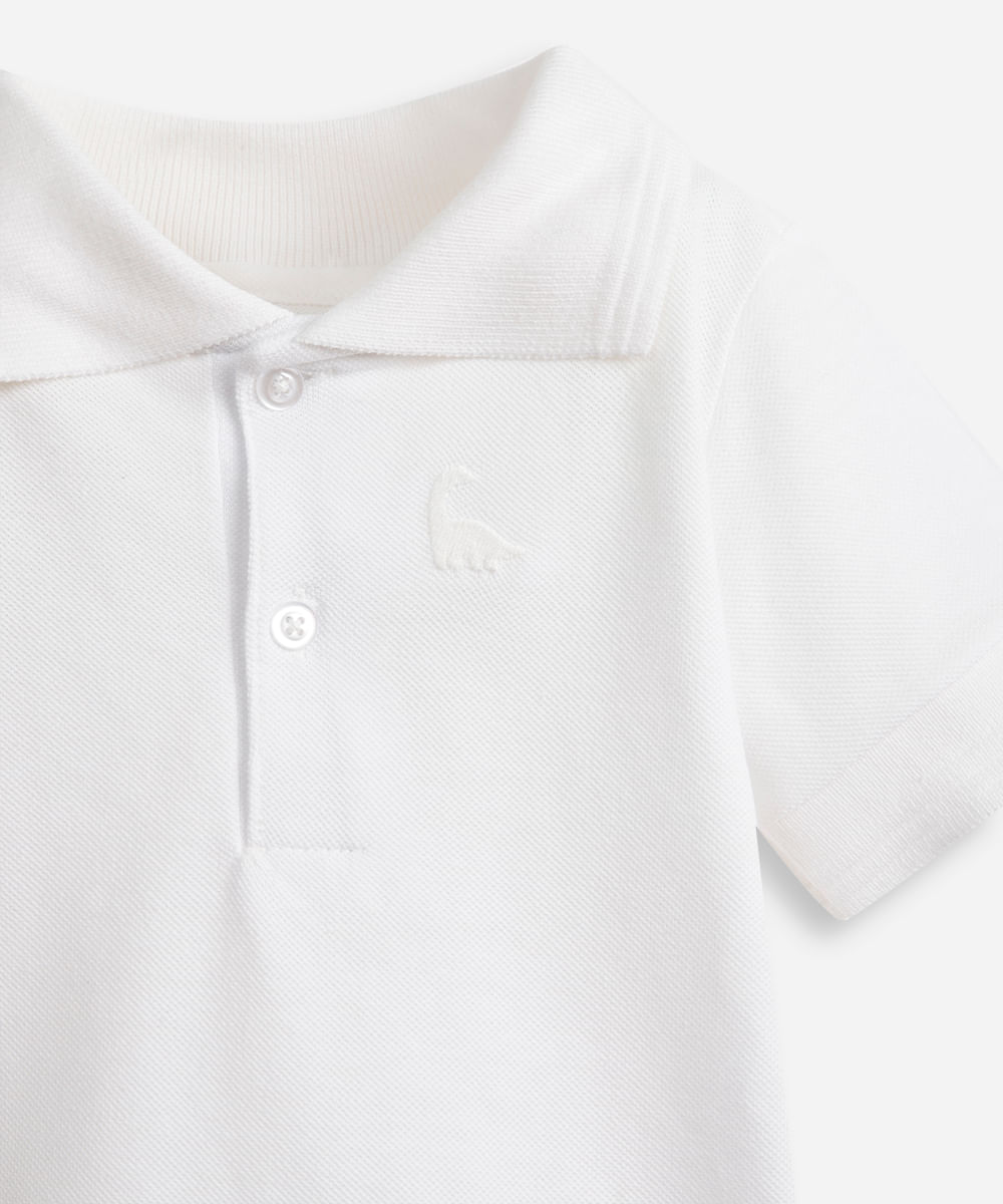 body infantil polo manga curta off white