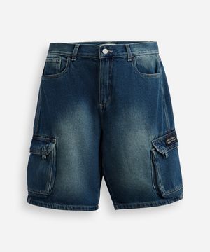 bermuda cargo juvenil jeans azul