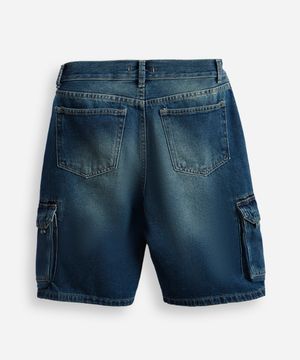bermuda cargo juvenil jeans azul