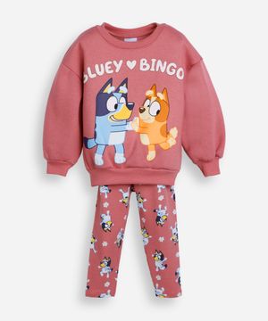 conjunto de moletom infantil bluey rosa