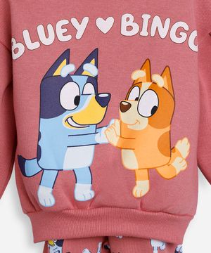 conjunto de moletom infantil bluey rosa