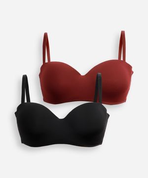 kit de 2 sutiãs femininos meia taça alça removível colorido