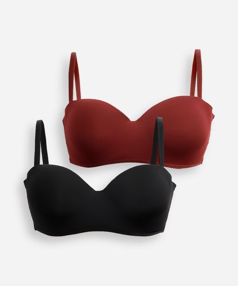 kit de 2 sutiãs femininos meia taça alça removível colorido