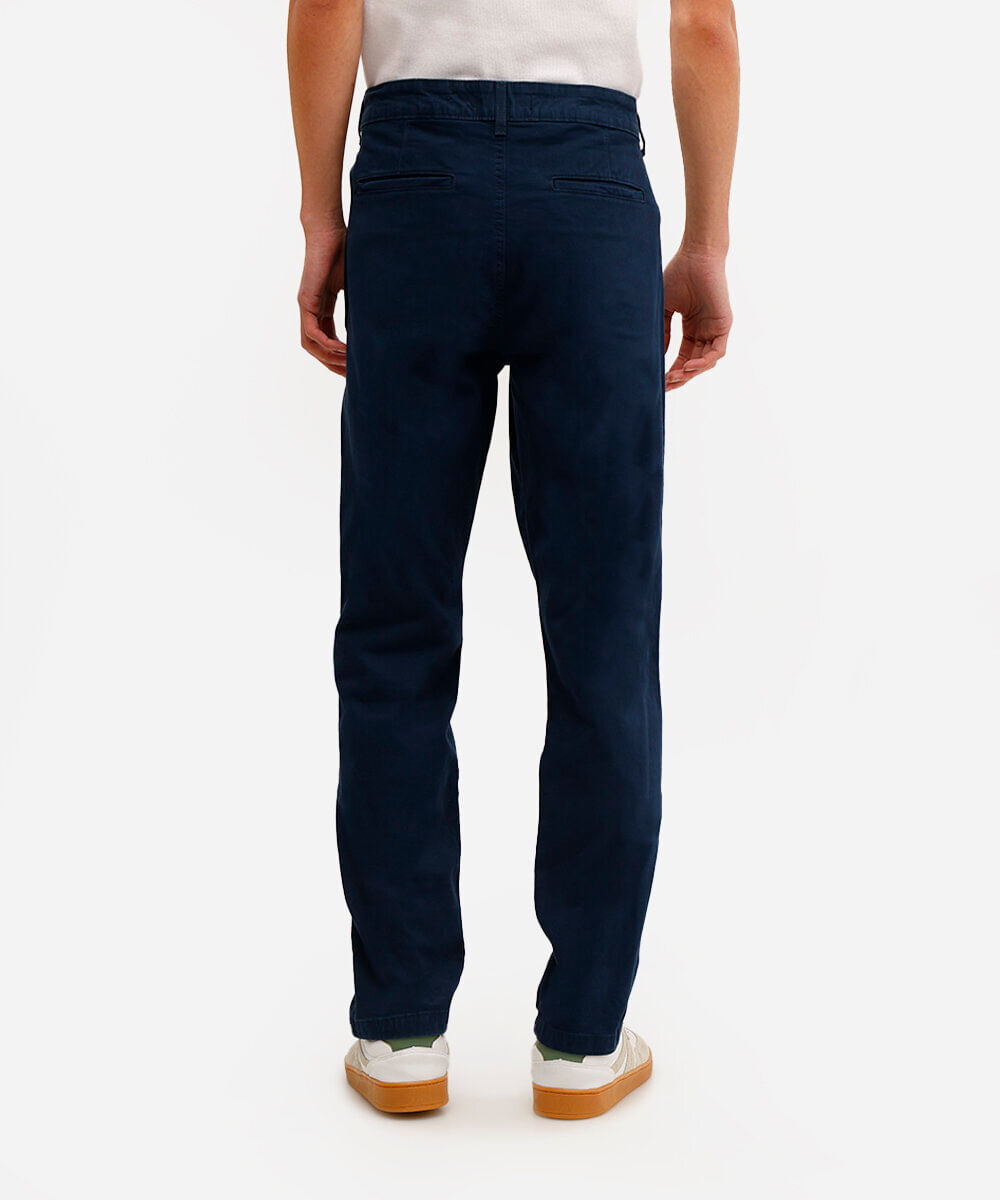 calça chino slim masculina de sarja azul