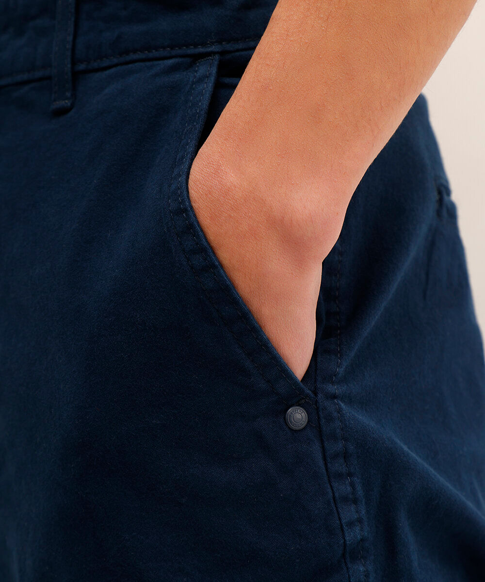 calça chino slim masculina de sarja azul