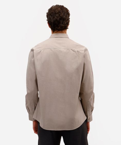 camisa comfort manga longa bege